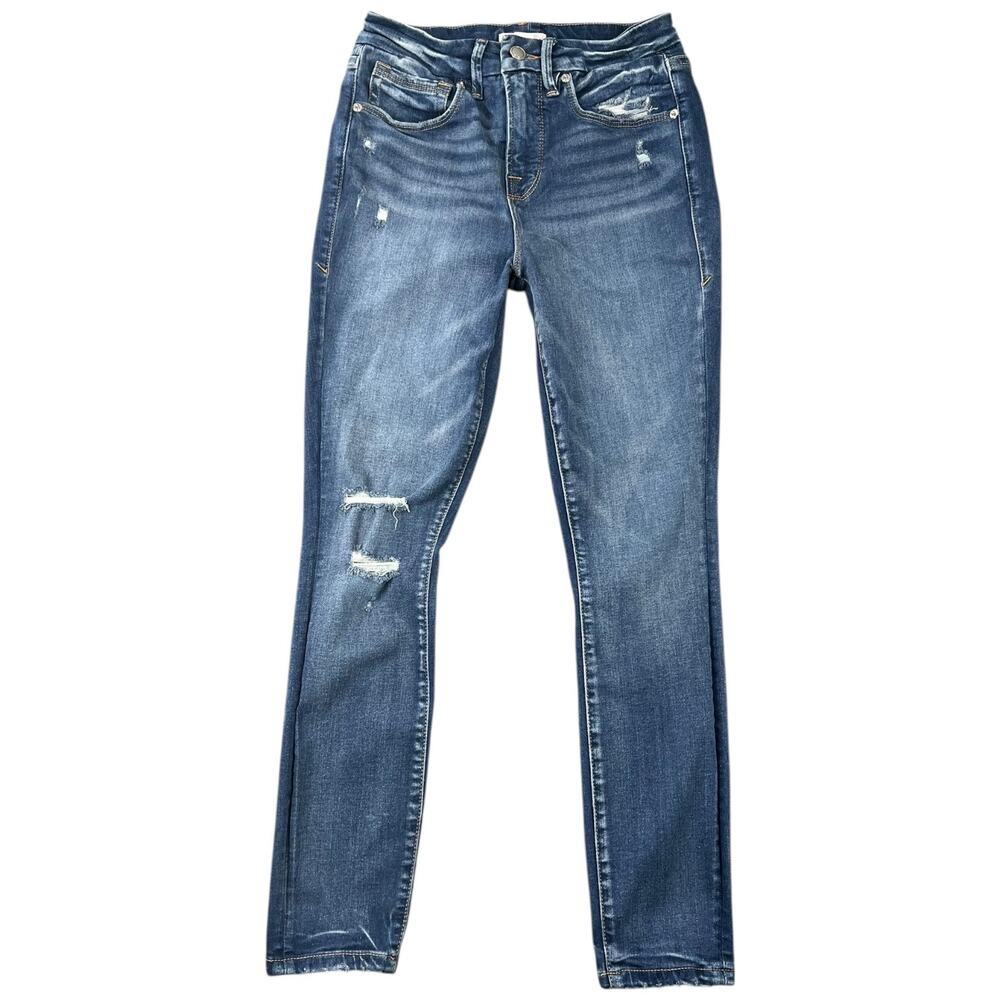 Good American Distressed Skinny Jeans Blue High Rise Stretch Denim Street 2/26